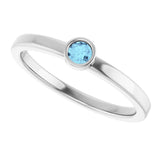 14K White 3 mm Natural Aquamarine Ring