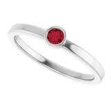 Rhodium-Plated Sterling Silver 3 mm Lab-Grown Ruby Ring