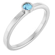 14K White 3 mm Natural Aquamarine Ring