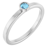 14K White 3 mm Natural Aquamarine Ring