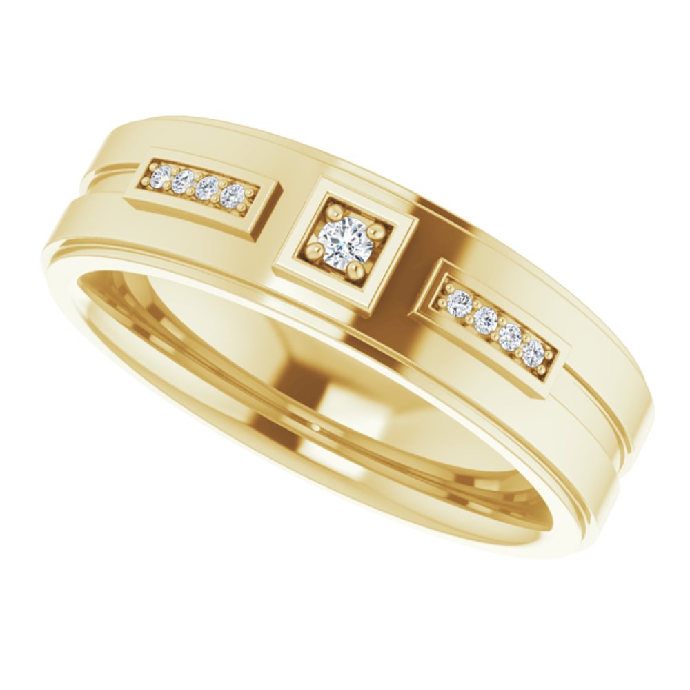 14K Yellow .06 CTW Natural Diamond Mens Band