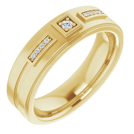 14K Yellow .06 CTW Natural Diamond Mens Band