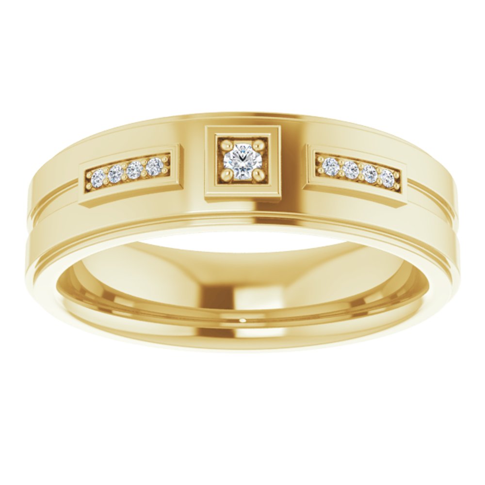 14K Yellow .06 CTW Natural Diamond Mens Band