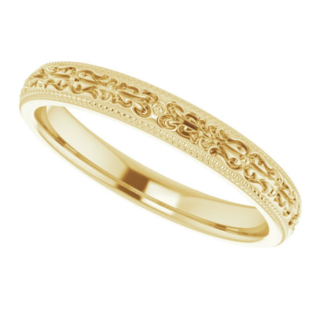 14K Yellow Gold 3 mm Patterned Band
