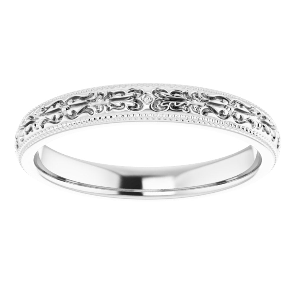 14K White 3 mm Patterned Band Size 7