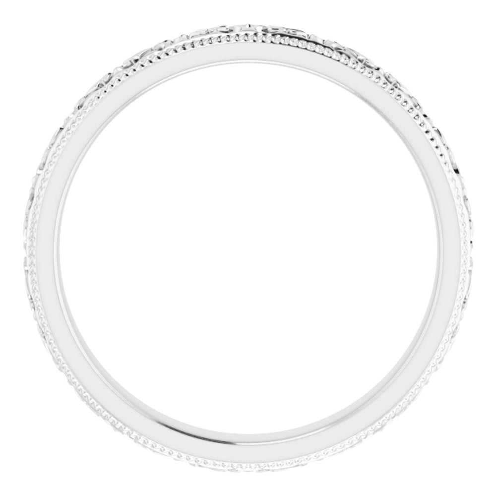 14K White Gold 3 mm Patterned Band Size 6
