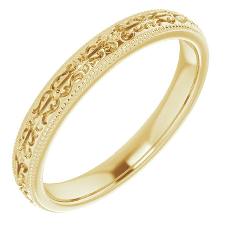 14K Yellow Gold 3 mm Patterned Band Size 7