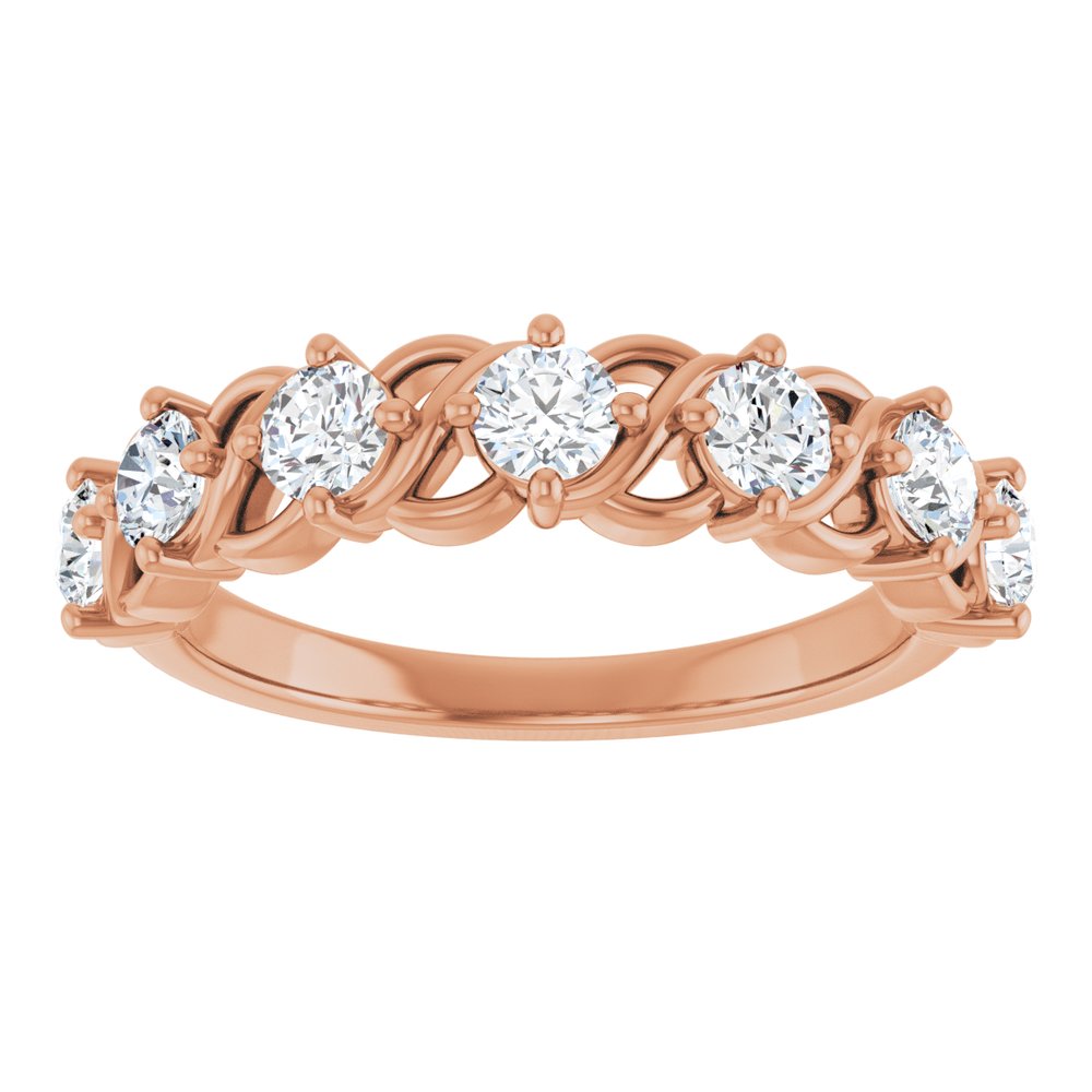 14K Rose 7/8 CTW Natural Diamond Anniversary Band