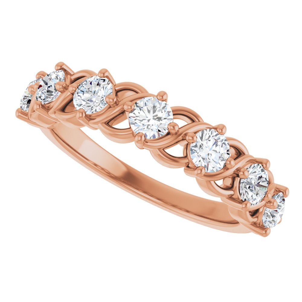 14K Rose 7/8 CTW Natural Diamond Anniversary Band