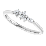 14K White Gold .08 CTW Natural Diamond Stackable Cluster Ring 