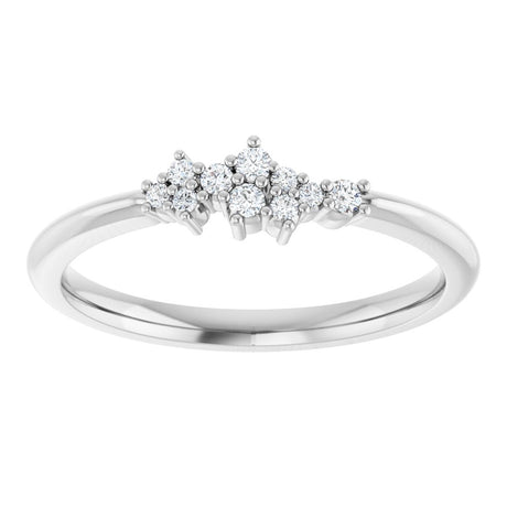 14K White Gold .08 CTW Natural Diamond Stackable Cluster Ring 