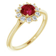 14K Yellow Gold Lab-Grown Ruby & 1/4 CTW Lab-Grown Diamond Halo-Style Ring