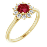 14K Yellow Gold Lab-Grown Ruby & 1/4 CTW Lab-Grown Diamond Halo-Style Ring
