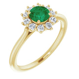 14K Yellow Gold Lab-Grown Emerald & 1/4 CTW Lab-Grown Diamond Halo-Style Ring