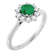 14K White Gold Lab-Grown Emerald & 1/4 CTW Lab-Grown Diamond Halo-Style Ring