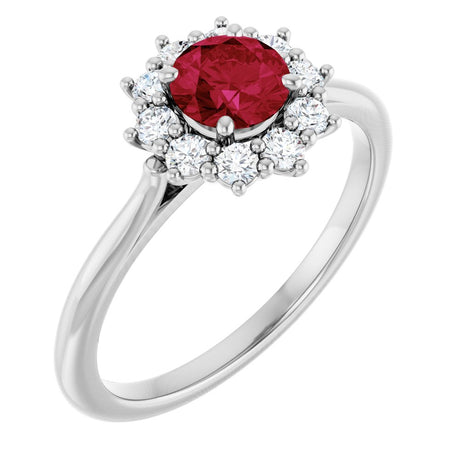 14K White Gold Lab-Grown Ruby & 1/4 CTW Lab-Grown Diamond Halo-Style Ring