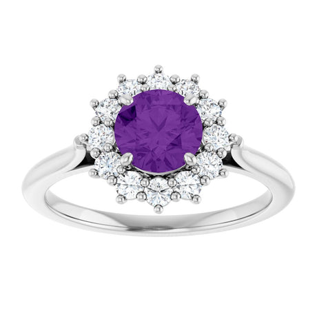 14K White Gold Natural Amethyst & 1/3 CTW Lab-Grown Diamond Ring