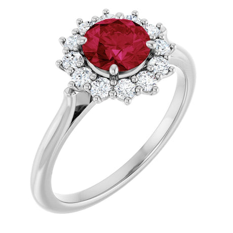 14K White Gold Lab-Grown Ruby  & 1/3 CTW Lab-Grown Diamond Ring