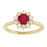 14K Yellow Gold Lab-Grown Ruby & 1/4 CTW Lab-Grown Diamond Halo-Style Ring