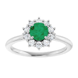 14K White Gold Lab-Grown Emerald & 1/4 CTW Lab-Grown Diamond Halo-Style Ring