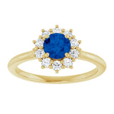 14K Yellow Gold Lab-Grown Blue Sapphire & 1/4 CTW Lab-Grown Diamond Halo-Style Ring