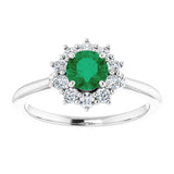 14K White Gold Lab-Grown Emerald & 1/4 CTW Lab-Grown Diamond Halo-Style Ring