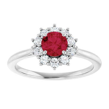 14K White Gold Lab-Grown Ruby & 1/4 CTW Lab-Grown Diamond Halo-Style Ring