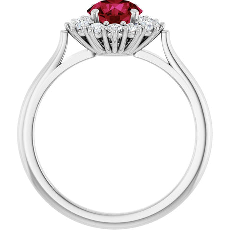 14K White Gold Lab-Grown Ruby  & 1/3 CTW Lab-Grown Diamond Ring