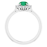 14K White Gold Lab-Grown Emerald & 1/4 CTW Lab-Grown Diamond Halo-Style Ring