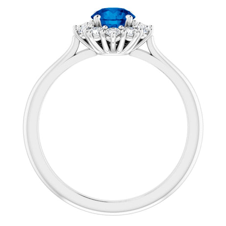 14K White Gold Lab-Grown Blue Sapphire & 1/4 CTW Lab-Grown Diamond Halo-Style Ring