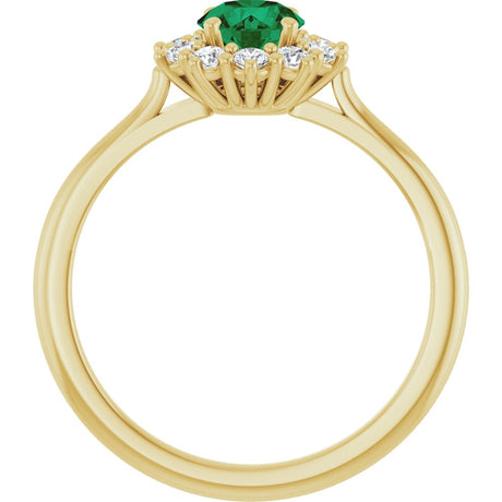 14K Yellow Gold Lab-Grown Emerald & 1/4 CTW Lab-Grown Diamond Halo-Style Ring