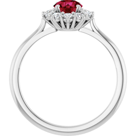 14K White Gold Lab-Grown Ruby & 1/4 CTW Lab-Grown Diamond Halo-Style Ring