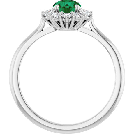 14K White Gold Lab-Grown Emerald & 1/4 CTW Lab-Grown Diamond Halo-Style Ring