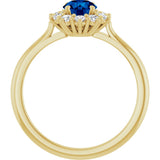 14K Yellow Gold Lab-Grown Blue Sapphire & 1/4 CTW Lab-Grown Diamond Halo-Style Ring