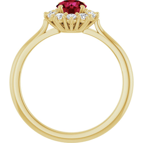14K Yellow Gold Lab-Grown Ruby & 1/4 CTW Lab-Grown Diamond Halo-Style Ring