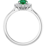 14K White Gold Lab-Grown Emerald & 1/4 CTW Lab-Grown Diamond Halo-Style Ring