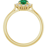 14K Yellow Gold Lab-Grown Emerald & 1/4 CTW Lab-Grown Diamond Halo-Style Ring