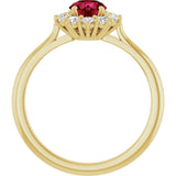 14K Yellow Gold Lab-Grown Ruby & 1/4 CTW Lab-Grown Diamond Halo-Style Ring