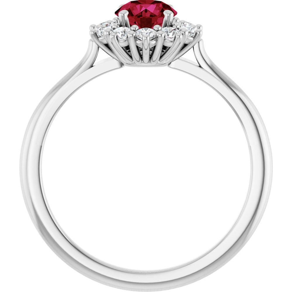 14K White Gold Lab-Grown Ruby & 1/4 CTW Lab-Grown Diamond Halo-Style Ring