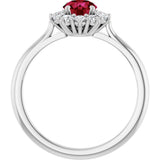 14K White Gold Lab-Grown Ruby & 1/4 CTW Lab-Grown Diamond Halo-Style Ring