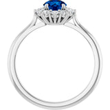 14K White Gold Lab-Grown Blue Sapphire & 1/4 CTW Lab-Grown Diamond Halo-Style Ring