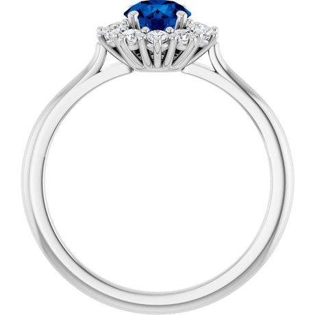 14K White Gold Lab-Grown Blue Sapphire & 1/4 CTW Lab-Grown Diamond Halo-Style Ring