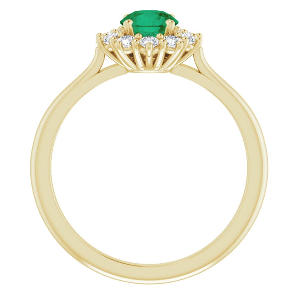 14K Yellow Gold Lab-Grown Emerald & 1/4 CTW Lab-Grown Diamond Halo-Style Ring