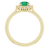 14K Yellow Gold Lab-Grown Emerald & 1/4 CTW Lab-Grown Diamond Halo-Style Ring