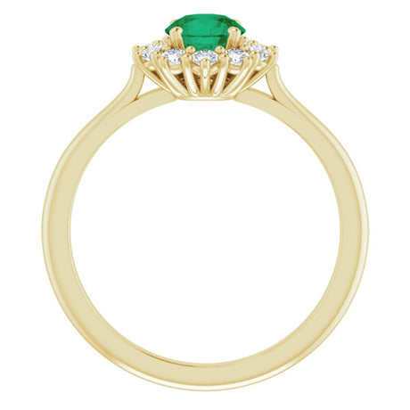 14K Yellow Gold Lab-Grown Emerald & 1/4 CTW Lab-Grown Diamond Halo-Style Ring