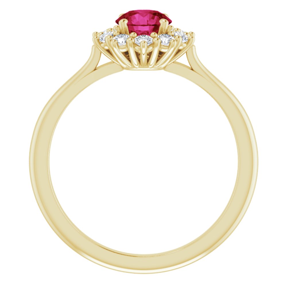 14K Yellow Gold Lab-Grown Ruby & 1/4 CTW Lab-Grown Diamond Halo-Style Ring