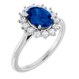 14K White Gold Lab-Grown Blue Sapphire and 1/3 CTW Lab-Grown Diamond Ring