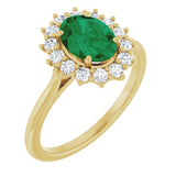 14K Yellow Gold Lab-Grown Emerald & 1/3 CTW Lab-Grown Diamond Ring