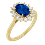 14K Yellow Gold Lab-Grown Blue Sapphire & 1/3 CTW Lab-Grown Diamond Ring