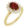 14K Yellow Gold Natural Mozambique Garnet and 1/3 CTW Lab-Grown Diamond Ring